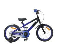 vidaXL Bici Bambino 16 Pollici per 4-6 Anni Blu Nero, Bicicletta Bambino Classica, Mini Bicicletta, Esterno, Bicicletta Sicuro Per Bambini