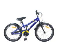 vidaXL Bicicletta Bambino 22 Pollici per 7-12 Anni Blu Nero, Bicicletta Bambino Classica, Bici di Avvio Sicuro, Telaio in Acciaio, Sella Regolabile, Sistema di Frenatura Semplice
