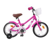 vidaXL Bicicletta per bambini da 14 pollici per 3-5 anni, rosa scuro, classica bicicletta per bambini, maniglie regolabili, bicicletta sicura per principianti, bicicletta giocosa per giovani ciclisti