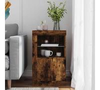 vidaXL Armadietto con Luci LED Rovere Fumo in Legno Multistrato