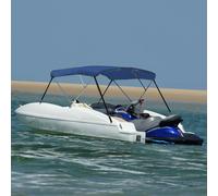 vidaXL Bimini di Prua con Tendalino a 3 Archi Blu 183x140x137 cm