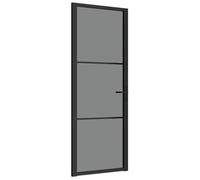 vidaXL Porta Interna 76x201,5 cm Nero Opaco Vetro ESG e Alluminio