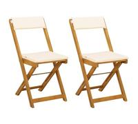 vidaXL Sedie Bistro da Giardino 2 pcs Bianco Crema 40 x 53 x 80 cm, Sedia da giardino pieghevole in legno, comoda seduta rustica, mobilitù per relax all'aperto, sdraio robusta