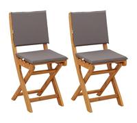 vidaXL Sedie da bistrot per esterni, 2 pezzi, grigio scuro, 38 x 46 x 85 cm, sedie pieghevoli in Acacia, stile rustico, mobili da giardino, comfort esterno, set di sedili