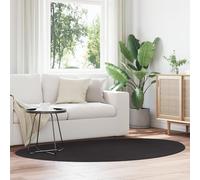 vidaXL Black Oval Area Rug, 100% Polyester Soft Short Pile Carpet for Living Room, Bedroom, Dining Room, Easy Machine Wash, Modern Indoor Floor Mat