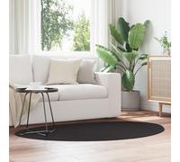 vidaXL Black Oval Cotton Area Rug, Super Soft Short Pile for Living Room and Bedroom, Modern Design Easy Machine Washable Indoor Carpet