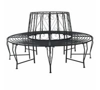 vidaXL Panchina per Alberi Ø 160 x 89 cm Acciaio Nero Rotondo, Panchina elegante per esterni, resistente agli agenti atmosferici, mobile moderno per giardino e patio