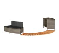 vidaXL Bordo per Spa Grigio in Polyrattan e Legno Massello di Acacia, Bordo per Spa, Bordo Vasca da Spa per Esterni, Bordo Vasca idromassaggio