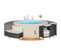 vidaXL Bordo per Spa Nero in Polyrattan e Legno Massello di Acacia