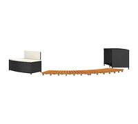 vidaXL Bordo per Spa Nero in Polyrattan e Legno Massello di Acacia
