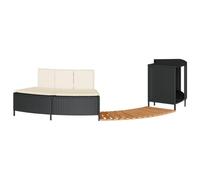 vidaXL Bordo per Spa Nero in Polyrattan e Legno Massello di Acacia, Bordo per Spa, Bordo Vasca da Spa per Esterni, Bordo Vasca idromassaggio