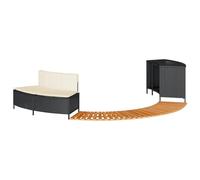 vidaXL Bordo per Spa Nero in Polyrattan e Legno Massello di Acacia, Bordo per Spa, Bordo Vasca da Spa per Esterni, Bordo Vasca idromassaggio