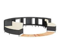 vidaXL Bordo per Spa Nero in Polyrattan e Legno Massello di Acacia, Bordo Vasca idromassaggio, Bordo Spa, Rivestimento Vasca idromassaggio da Esterno