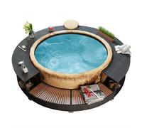 vidaXL Bordo per Vasca da Spa in Polyrattan Nero