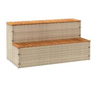 vidaXL Bordo per Vasca Idromassaggio Beige Polyrattan&Massello Acacia, Gradino Vasca idromassaggio, Scala a 2 gradini, Sgabello a gradini