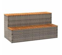 vidaXL Bordo per Vasca Idromassaggio Grigio Polyrattan&Massello Acacia, Gradino Vasca idromassaggio, Scala a 2 gradini, Sgabello a gradini