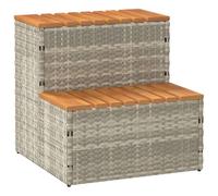 vidaXL Bordo per Vasca Idromassaggio Polyrattan&Massello Acacia, Gradino Vasca idromassaggio, Scala a 2 gradini, Sgabello a gradini
