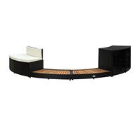 vidaXL Bordo Spa Nero in Polyrattan e Legno d'Acacia