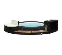 vidaXL Bordo Spa Nero Polyrattan e Legno Massello di Acacia