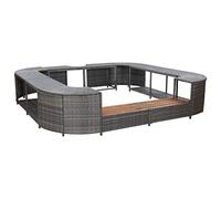 vidaXL Bordo Spa Quadrato Salotto per Bordo Piscina Sedili per Spa Mobili da Giardino Arredamento da Esterni Grigio 268 x 268 x 55 cm in Polyrattan