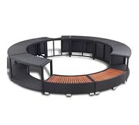vidaXL Bordo Vasca Spa Poli Rattan Tondo Nero Piscina Idromassaggio Giardino