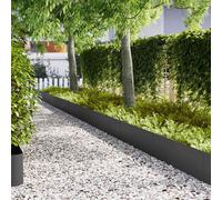 vidaXL Bordura per Prato 10 PCS Nero 100 x 0.05 x 20 cm, Giardino e terrazzo, divisore Moderno per Prato, Bordo Sentiero, barriera Esterna, Elemento Decorativo