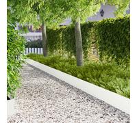 vidaXL Bordura per Prato 10 pcs 103 x 25 cm Acciaio Bianco, Confine Giardino in Acciaio, Bordo Moderno e Flessibile per Sentieri, Barriera Resistente all'Umidità per Giardino