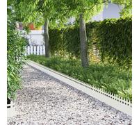 vidaXL Bordure per Prato 20 PCS Bianco 103 x 0,05 x 22 cm Acciaio, Bordatura per Giardini e terrazze, barriera in Metallo Durevole, confini Esterni, divisori paesaggistici, sentieri per Giardini