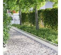 vidaXL Bordure per Prato 20 PCS Bianco 103 x 0,05 x 22 cm Acciaio, Bordatura per Giardini e terrazze, barriera in Metallo Durevole, confini Esterni, divisori paesaggistici, sentieri per Giardini