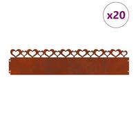 vidaXL Bordure per Prato 20 PCS Ruggine 103 x 0,05 x 22 cm, Bordatura per Giardini e terrazze, barriera in Metallo Durevole, confini Esterni, divisori paesaggistici, sentieri per Giardini