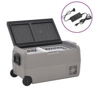 vidaXL Borsa Frigo con Ruote e Adattatore Nera e Grigia 60 L PP e PE