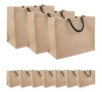 vidaXL Borse in juta 10 pcs Naturale e Nero 42 x 33 x 19 cm, Borsa in Juta Rectangolare, Resistente e Ecologica, Spaziosa per Spesa, Tote Riutilizzabile