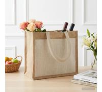 vidaXL Borse in juta con tasca 10 pcs 26 x 22 x 14 cm 100% Juta Tossa, Borsa in fibra beige, ecologica, resistente, per la spesa, rettangolare, riutilizzabile, verde