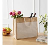 vidaXL Borse in juta con tasca 10 pcs 42 x 33 x 19 cm 100% Juta Tossa, Borsa in fibra beige, ecologica, resistente, per la spesa, rettangolare, riutilizzabile, verde