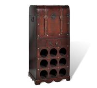 vidaXL Bottigliera Legno per 9 Bottiglie con Baule e Cassetto Stand Portavini