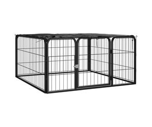 vidaXL Box Cani a 4 Pannelli Nero 100x50cm Acciaio Verniciato Polvere