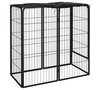 vidaXL Box Cani a 6 Pannelli Nero 50x100cm Acciaio Verniciato Polvere