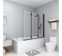 vidaXL Box Doccia Pieghevole a Libro 3 Pannelli in ESG 130x138 cm Nero