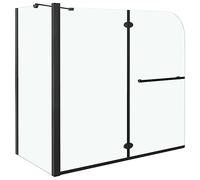 vidaXL Box Doccia Pieghevole a Libro Doccia Richiudibile Salvaspazio Prodotti per Il Bagno Recesso Doccia Tenda in ESG 120x68x130 cm Nero