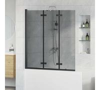 vidaXL Box Doccia Pieghevole Nero 130 x 138 cm Vetro ESG e Alluminio