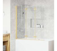 vidaXL Involucro Doccia Oro 130 x 138 cm Vetro ESG e Alluminio, Box Doccia Rettangolare, Design Moderno e Compatto, Pieghevole, Girevole, Trasparente, Telaio in Alluminio