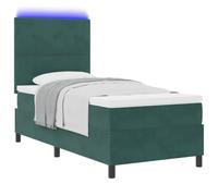 vidaXL Box Spring Letto con Materasso e LED Verde Scuro 90x190 cm Velluto