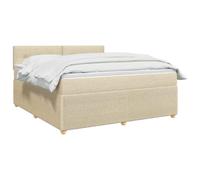 vidaXL Letto box spring con materasso Crema 140 x 200 cm Tessuto, Letto moderno, testiera regolabile, telaio imbottito, materasso medio solido, stile e comfort
