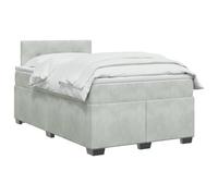 vidaXL Letto box spring con materasso Grigio Chiaro 120 x 200 cm, Camera moderna, struttura letto stilosa, testiera regolabile, materasso di medio rigore, rivestimento in velluto