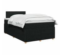 vidaXL Letto box spring con materasso Nero 120 x 200 cm Tessuto, Letto moderno, testiera regolabile, telaio imbottito, materasso medio solido, stile e comfort