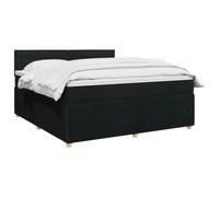 vidaXL Letto box spring con materasso Nero 180 x 200 cm Tessuto, Letto moderno, testiera regolabile, telaio imbottito, materasso medio solido, stile e comfort