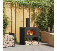 vidaXL Braciere con Camino Nero 60x40x96 cm Acciaio
