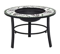 vidaXL Braciere con Mosaico Decorativo Robusto a 3 Gambe Stufa per Esterni Tavolo con Barbecue Verde 68 cm in Ceramica Telaio in Acciaio