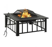 VidaXL Braciere da Esterno con Attizzatoio XXL 81x81x47cm Acciaio