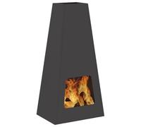 vidaXL Camino a legna a forma di cono - Riscaldatore da esterno in metallo con acciaio nero verniciato a polvere antiruggine per giardino/balcone